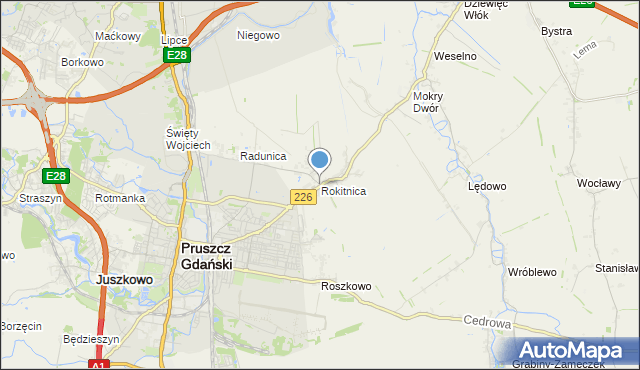 mapa Rokitnica, Rokitnica gmina Pruszcz Gdański na mapie Targeo